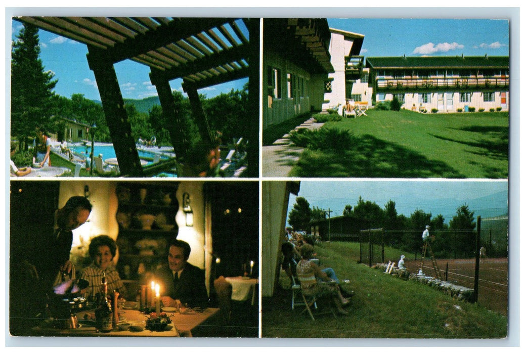 c1950 Summit Lodge Killington Composite View Restaurant Pool Vermont VT Postcard