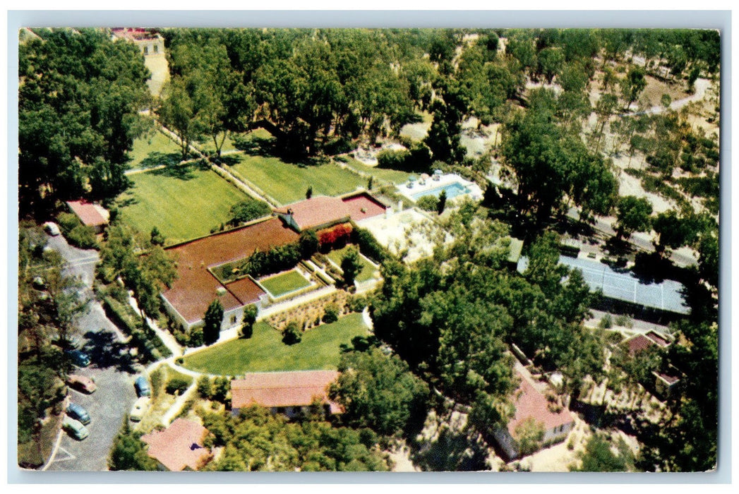 c1950's Aerial View The Inn Rancho Restaurant Pool Sta. Fe California Postcard