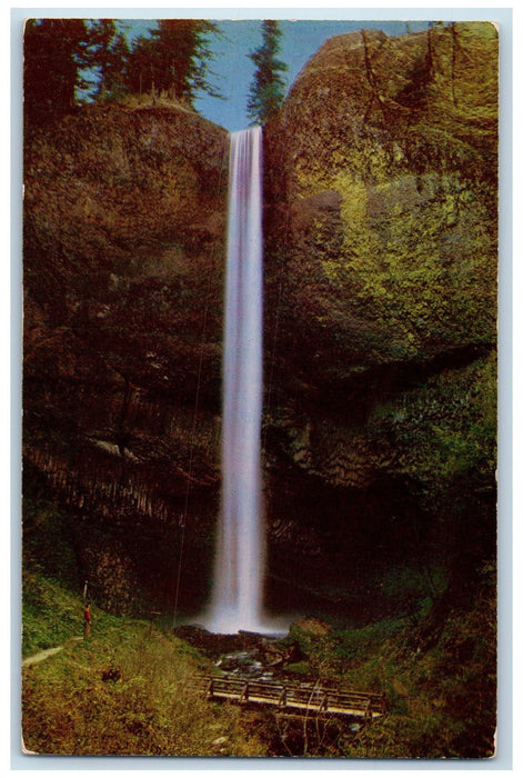 c1950's Latourell Falls Columbia River Bridge Tourist Gorge Oregon OR Postcard