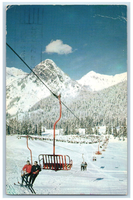 1964 Snoqualmie Pass Summit Restaurant Ski Cable Ride Washington WA Postcard