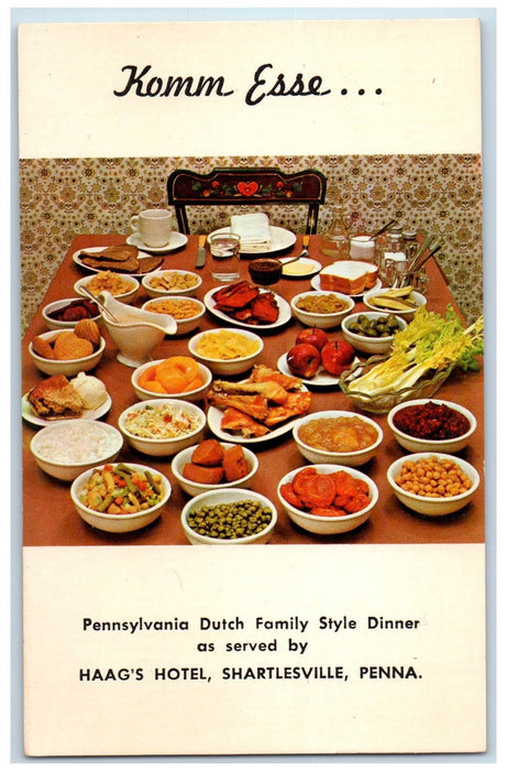 c1960's Haag's Hotel And Restaurant Food Shartlesville Pennsylvania PA Postcard