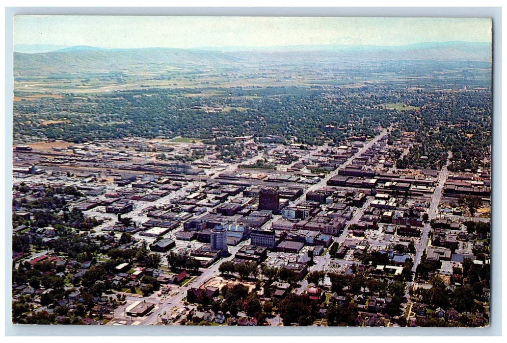 c1950 Yakima Washington Trade Industrial Center View Buildings Trees WA Postcard