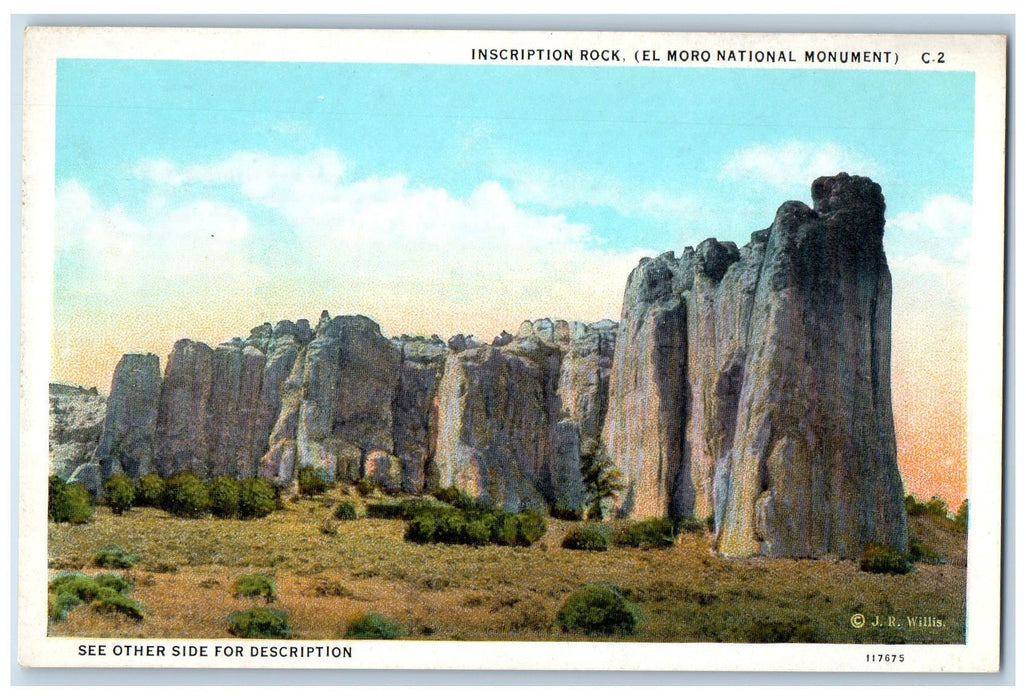 c1950 Inscription Rock El Moro Carve National Monument Rio Grande NM Postcard