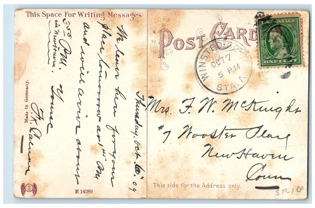 1910 View At Highland Lake Winsted Connecticut CT Posted Vintage Boats Postcard