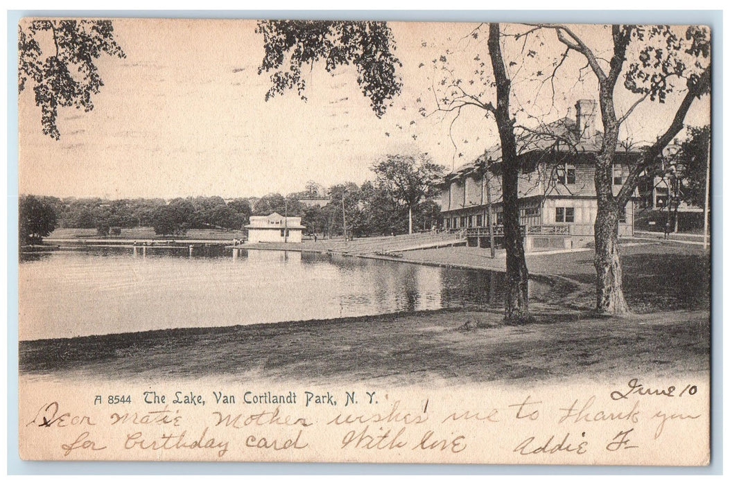 1907 The Lake Van Cortlandt Park Scene New York NY Posted Vintage Postcard