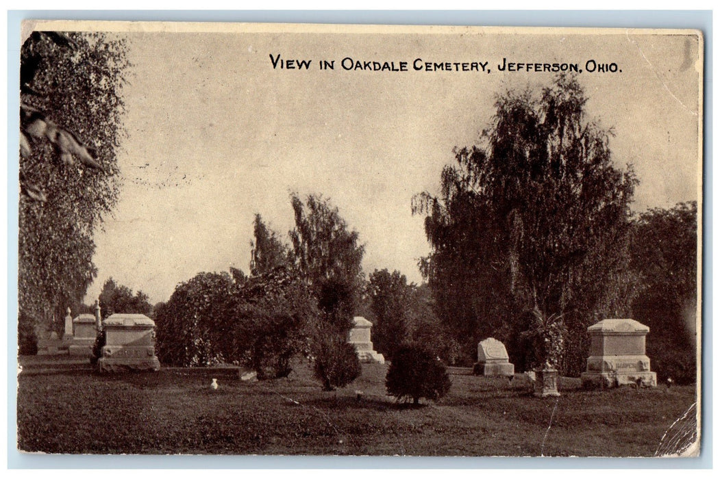 c1920's View In Oakdale Cemetery Graves Dirt Path Jefferson Ohio OH Postcard