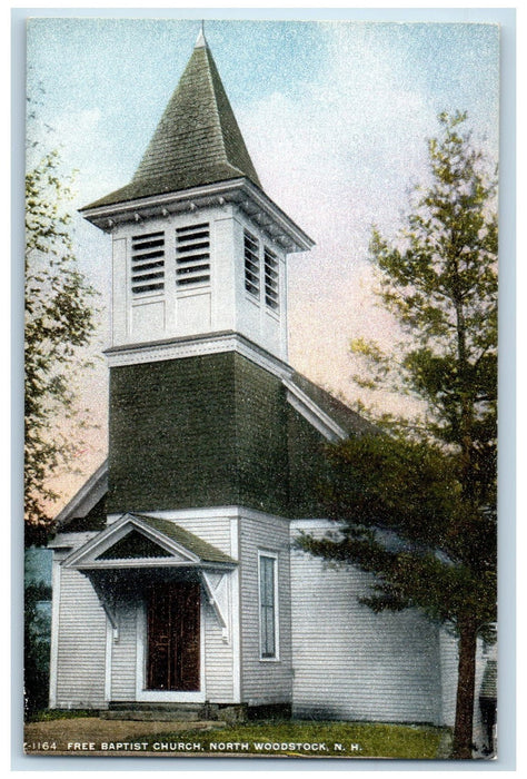 c1950's Free Baptist Church Front View North Woodstock New Hampshire NH Postcard