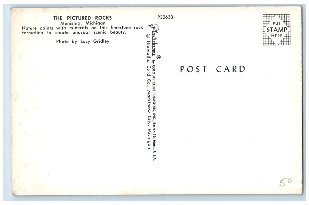 c1960's The Pictured Rocks Scene Munising Michigan MI Unposted Vintage Postcard