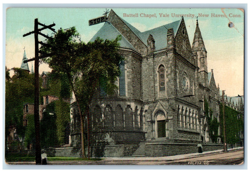 1911 Battell Chapel Yale University School Building View New Haven CT Postcard