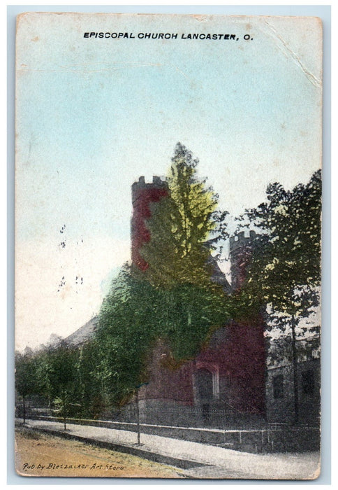 1913 Episcopal Church Side View Roadside Dirt Road Lancaster Ohio OH Postcard