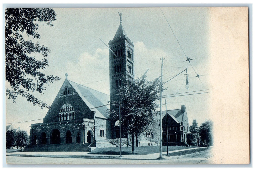 c1950 First Congressional Church View Cross Stairs Roadside Detroit MI Postcard