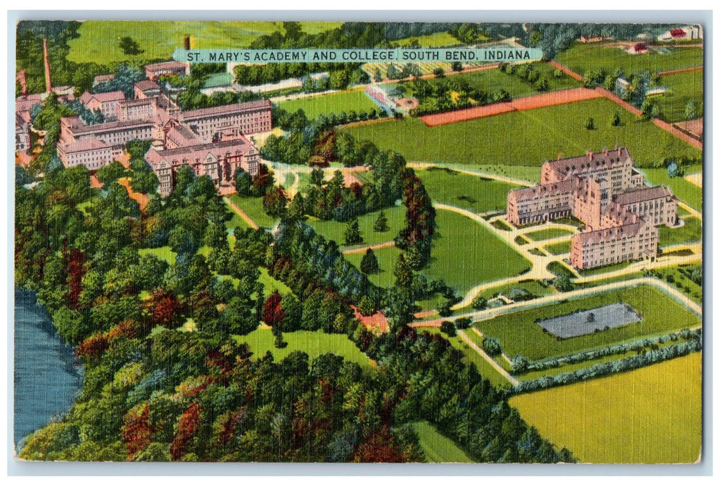 c1940's St. Mary's Academy And College South Bend Indiana IN Posted Postcard