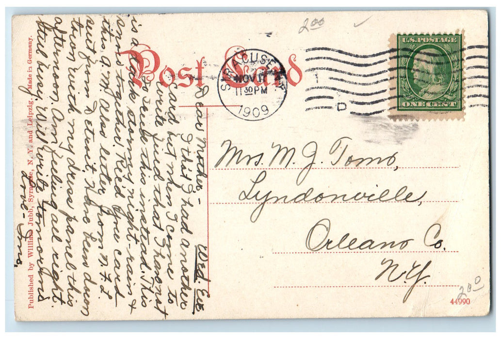 1909 Haven Hall Scene Syracuse University Syracuse New York NY Posted Postcard