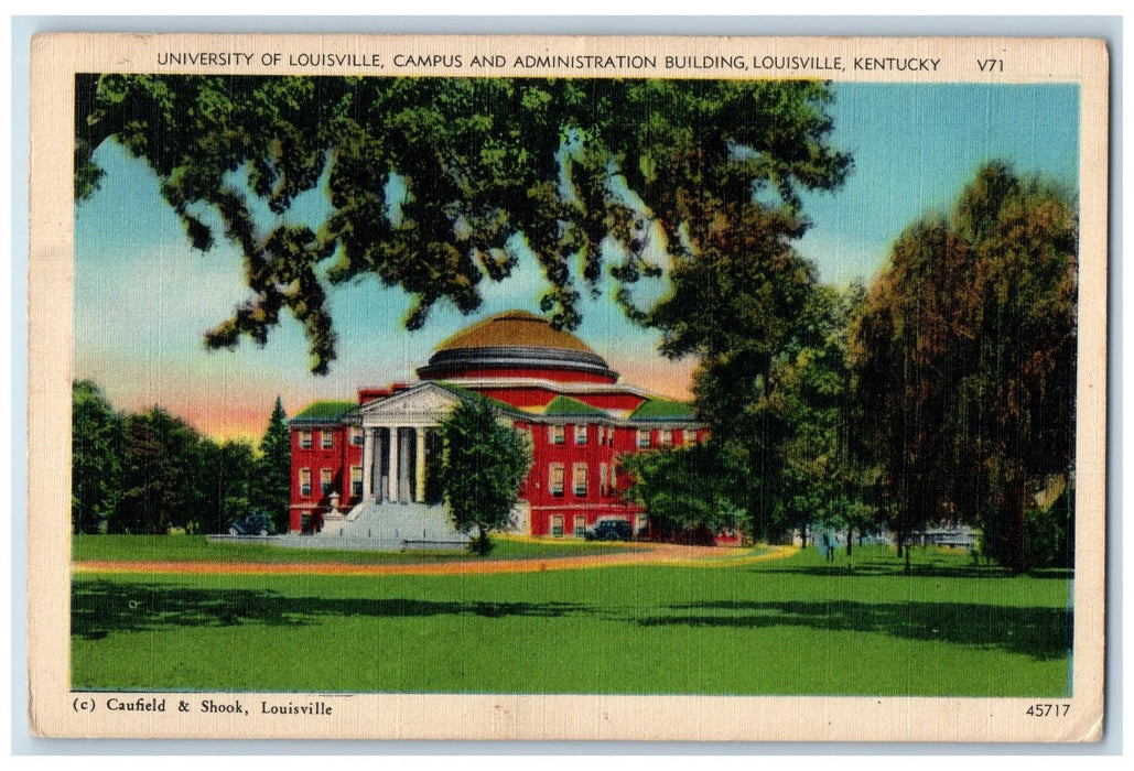 1942 University Of Louisville And Administration Building Louisville KY Postcard