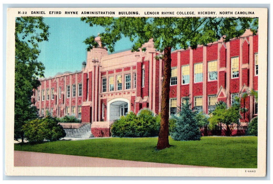 c1940's Daniel Efird Rhyne Administration Bldg Lenoir Rhyne College NC Postcard