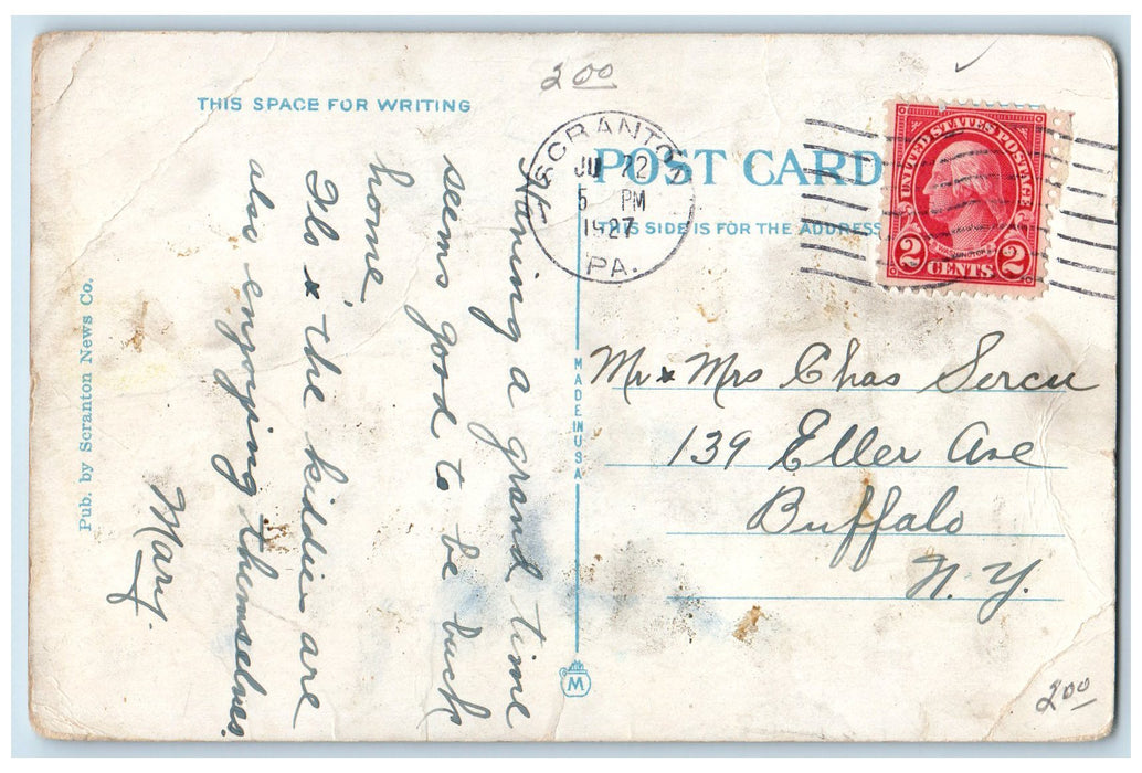 1927 Marywood College Exterior Scranton Pennsylvania PA Posted Vintage Postcard