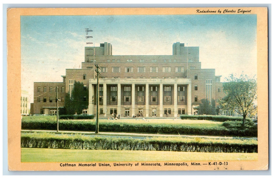 1947 Coffman Memorial Union University Of Minnesota Minneapolis Posted Postcard
