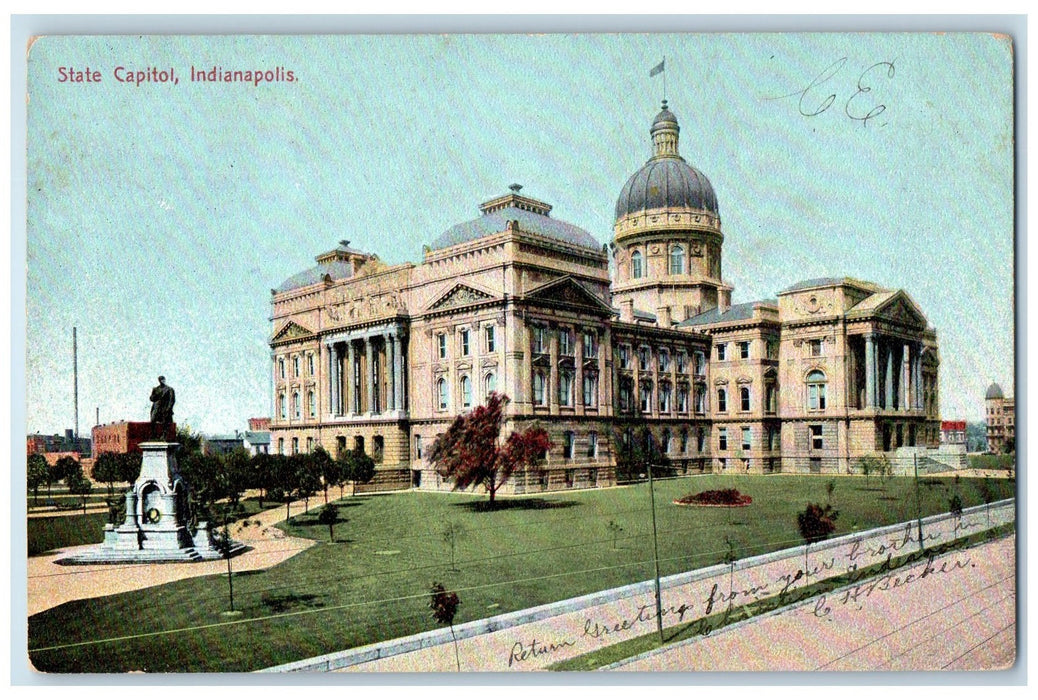 c1910's State Capitol Exterior Scene Indianapolis Indiana IN Unposted Postcard