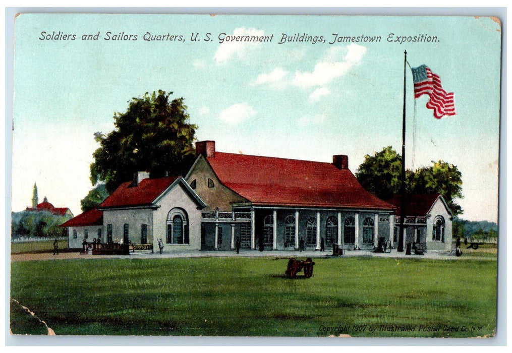 1907 Soldiers & Sailors Quarters Jamestown Exposition Norfolk VA Posted Postcard