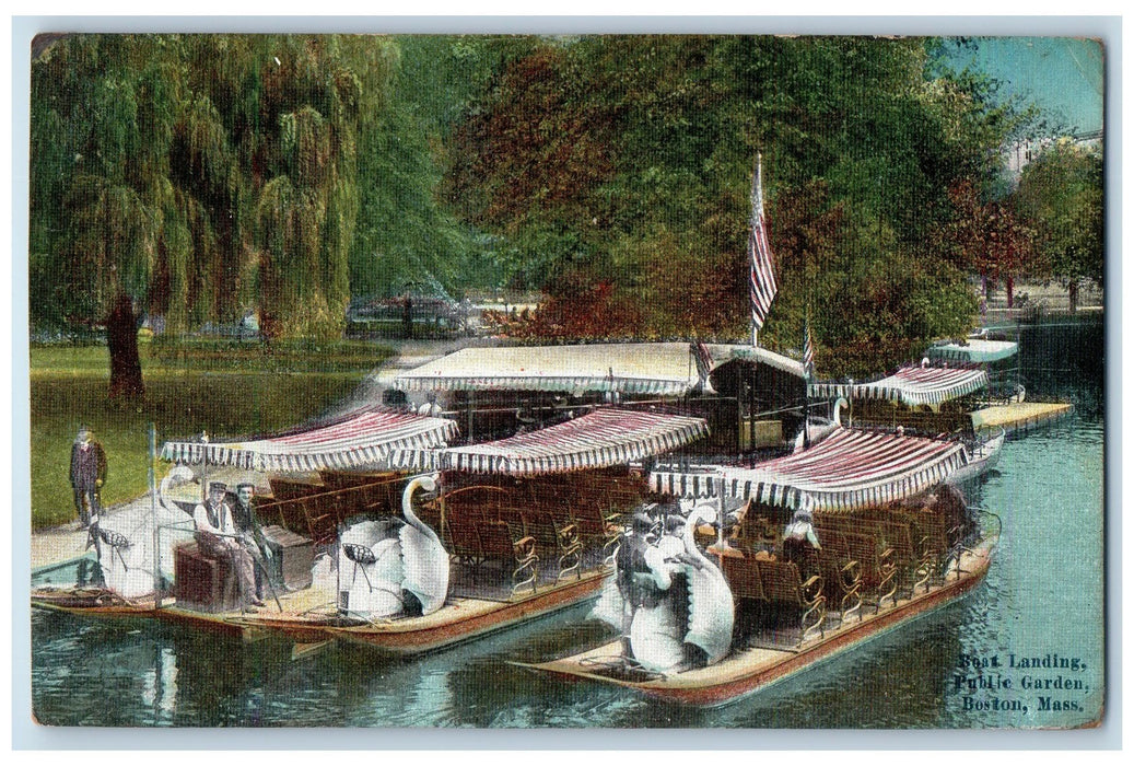 1911 Beat Landing Public Garden Boston Massachusetts MA Posted Vintage Postcard