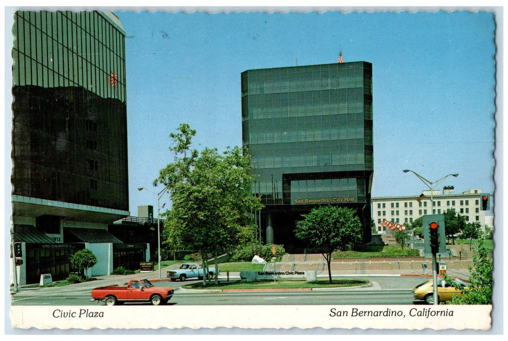 1981 Civic Plaza Restaurant Building View San Bernardino California CA Postcard