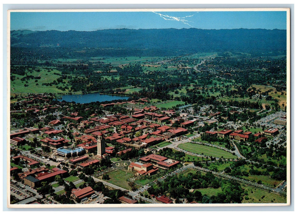 1983 Stanford University School Aerial View Building Road Palo Alto CA Postcard