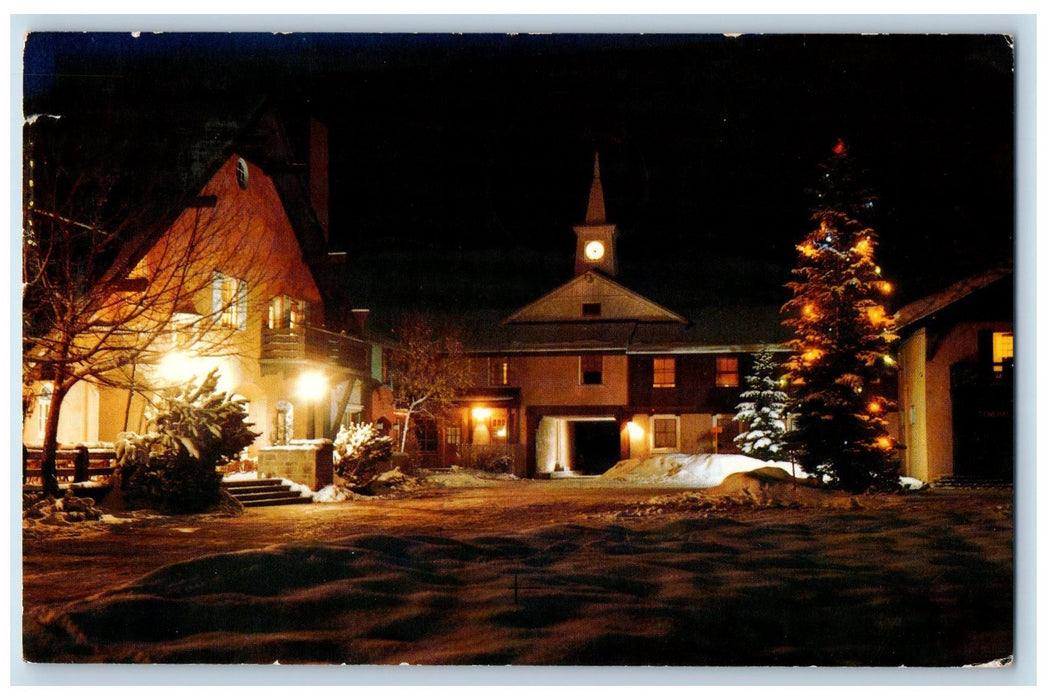 1962 Winter Night Challenger Inn Restaurant Lights Sun Valley Idaho ID Postcard