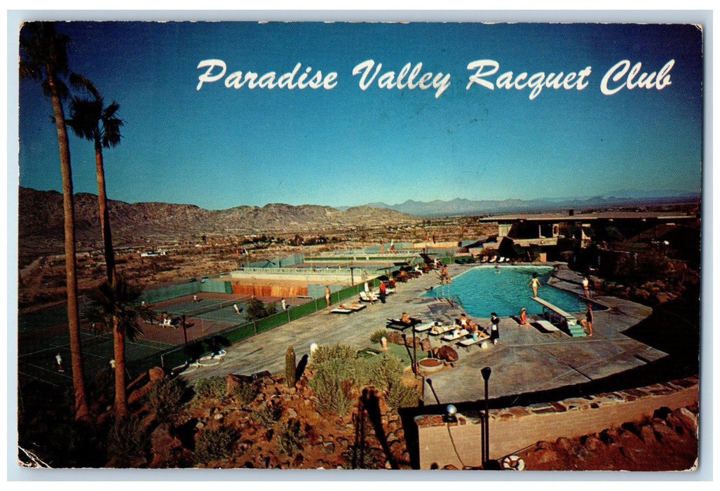 1960 Paradise Valley Racquet Club Restaurant Pool Diving Scottsdale AZ Postcard