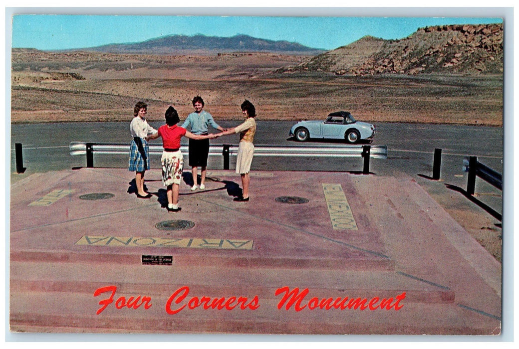 c1950's Four Corners Monument Tourist Navajo Trail Highway Arizona AZ Postcard