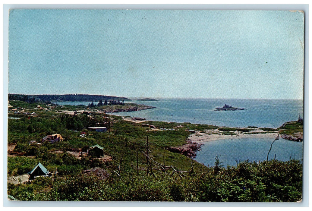 c1950 Coastal Camping Hermit Island View Cottages Small Point Maine ME Postcard