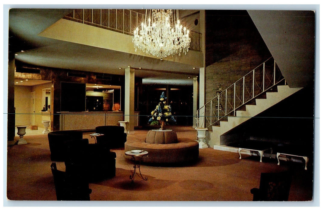 c1950 Fontainebleau Motor Hotel Restaurant Chandelier New Orleans LA Postcard