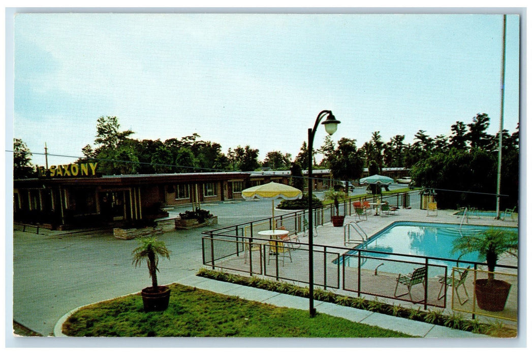 c1950 The Saxony Finest Motel restaurant Swimming Pool New Orleans LA Postcard