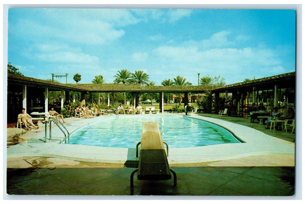 c1950 El Rancho Grande Motel Pool Restaurant Tourist Brownsville TX Postcard