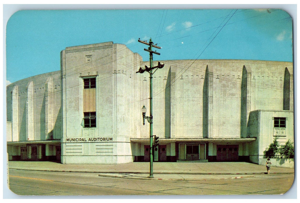 c1950's Municipal Auditorium Building Entrance View Post Charleston WV Postcard