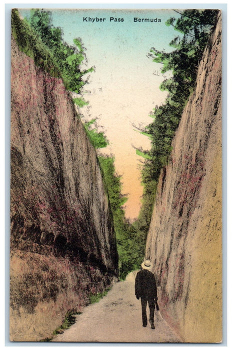 c1950's Khyber Pass Narrow Dirt Road Passer Forest Warwick Bermuda Postcard