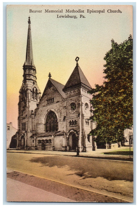 c1950's Beaver Memorial Methodist Episcopal Church View Lewisburg PA Postcard