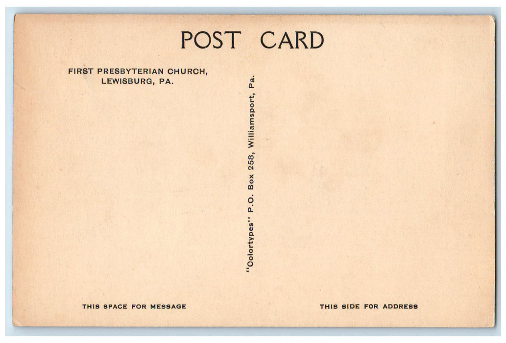 c1950 First Presbyterian Church Side View Roadside Stairs Lewisburg PA Postcard