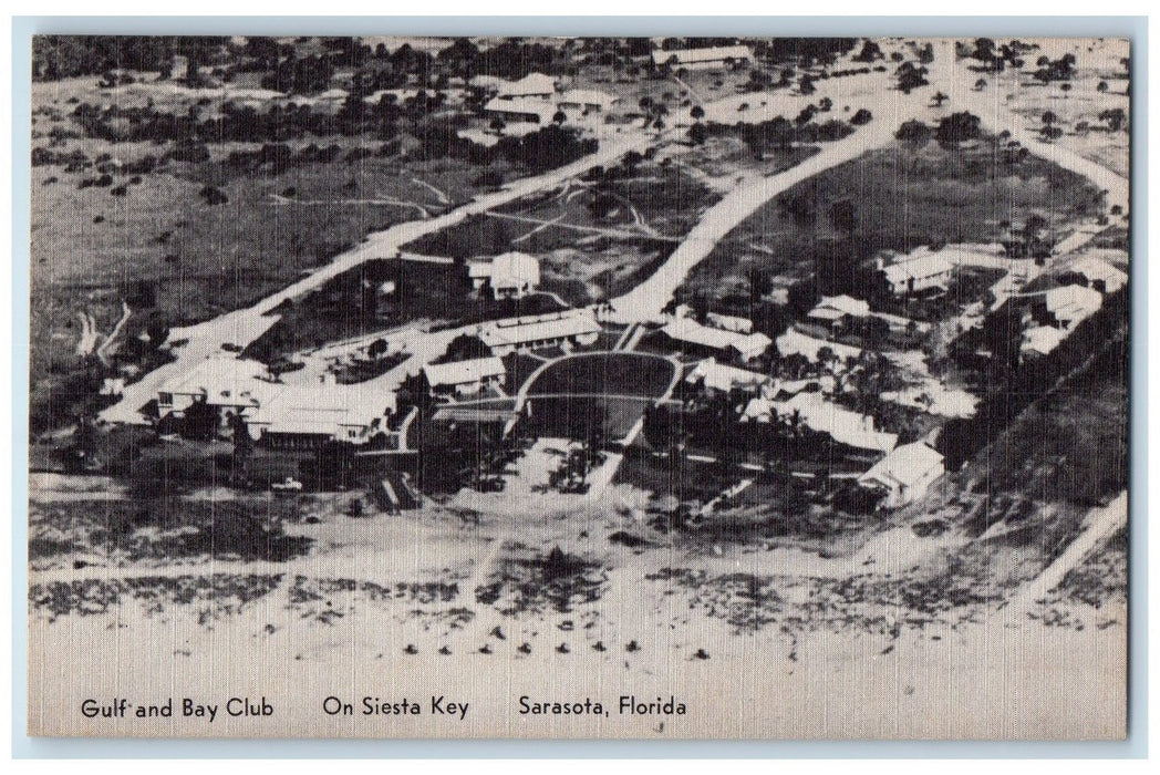 c1950 Gulf Bay Club On Siesta Key Aerial View Restaurant Sarasota FL Postcard