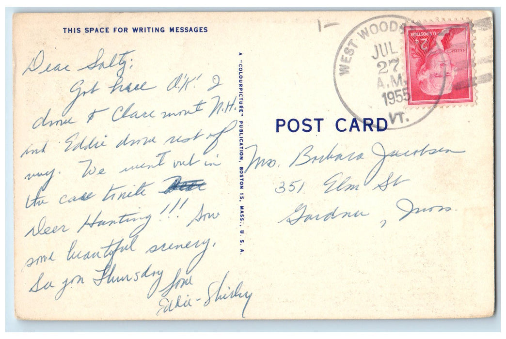 1955 Greetings From West Woodstock Horseback Riding Vermont VT Postcard