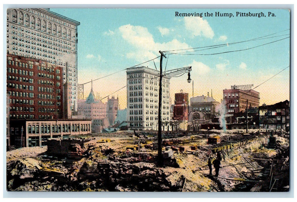 c1950 Removing The Hump Repair Site Inspector Buildings Pittsburg PA Postcard