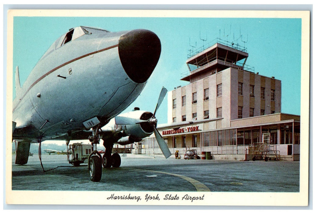 c1950's Harrisburg York State Airport Plane Tower Pennsylvania PA Postcard