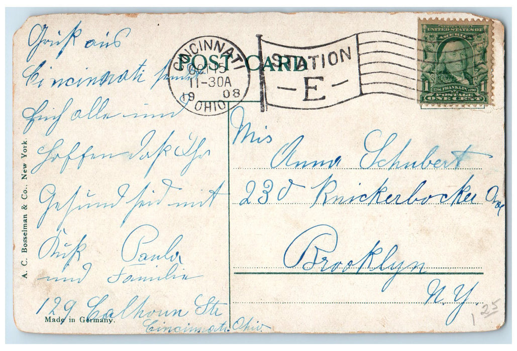 1908 Sixth Street Market House Scene Cincinnati Ohio OH Posted Vintage Postcard