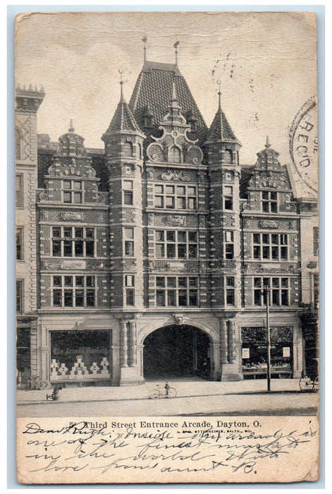 1912 Third Street Entrance Arcade Exterior Dayton Ohio Posted Vintage Postcard
