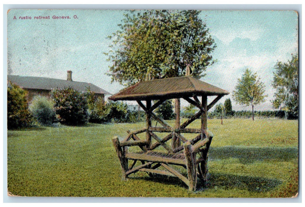 1909 A Rustic Retreat Garden Wood Chair Geneva Ohio OH Posted Vintage Postcard