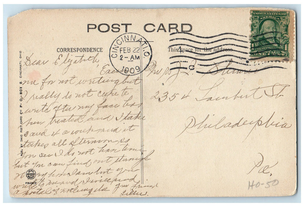 1909 Chester Park Monument Scene Cincinnati Ohio OH Posted Vintage Postcard
