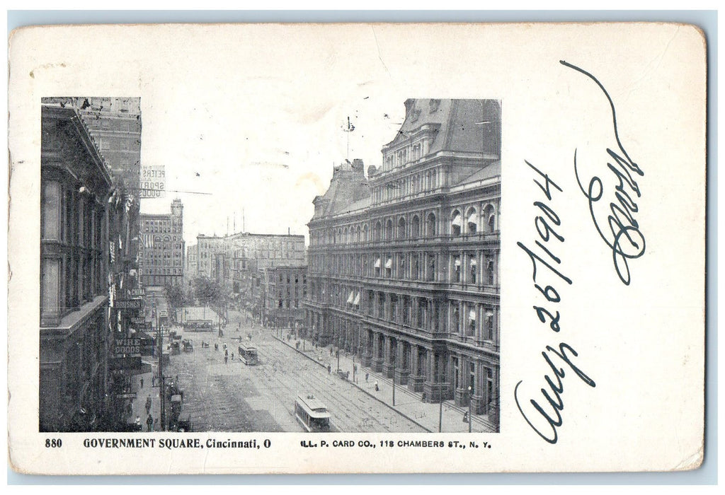 1904 Government Square Building Scene Cincinnati Ohio OH Posted Vintage Postcard