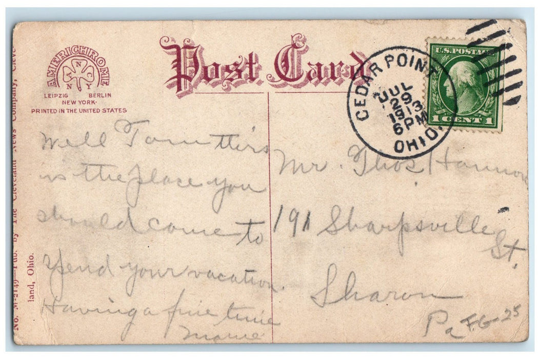 1913 St. Mary Catholic Church Exterior Sandusky Ohio OH Posted Vintage Postcard