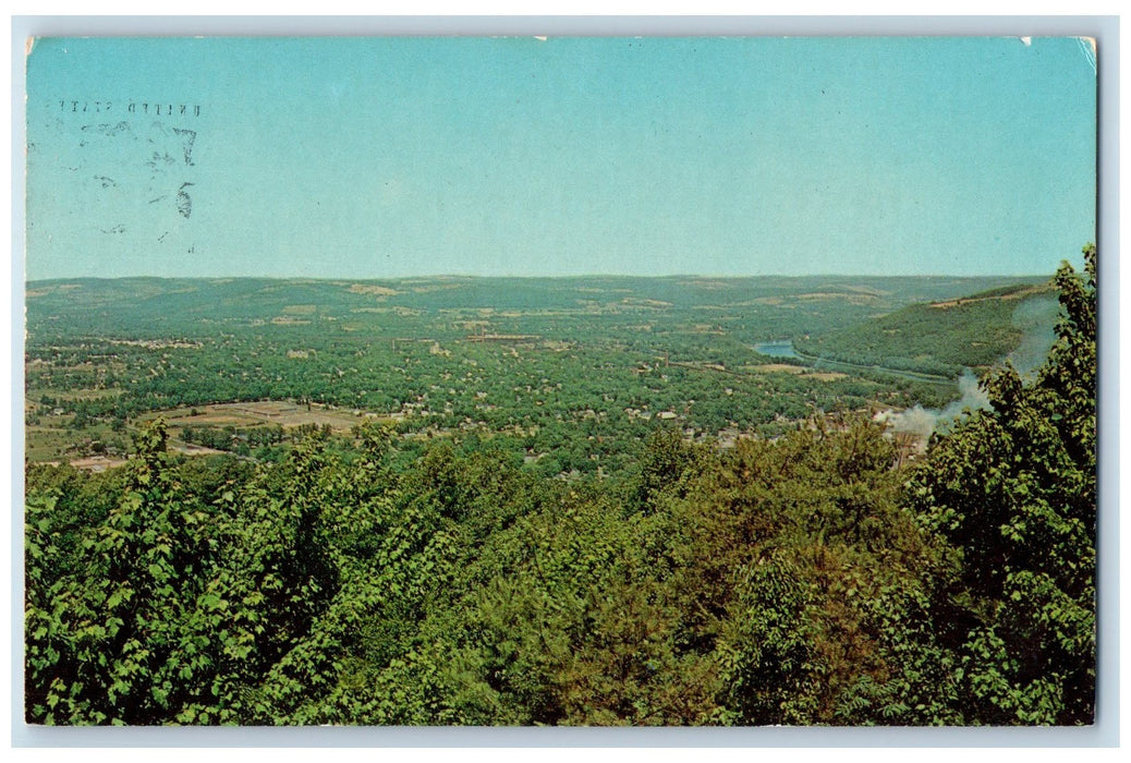 c1950 The Valley Overview Mountains Forest Lake Athens Pennsylvania PA Postcard