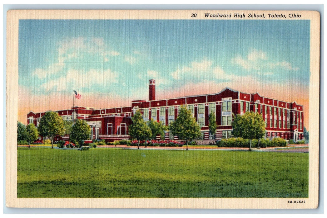 c1940's Woodward High School Exterior Toledo Ohio OH Posted Vintage Postcard