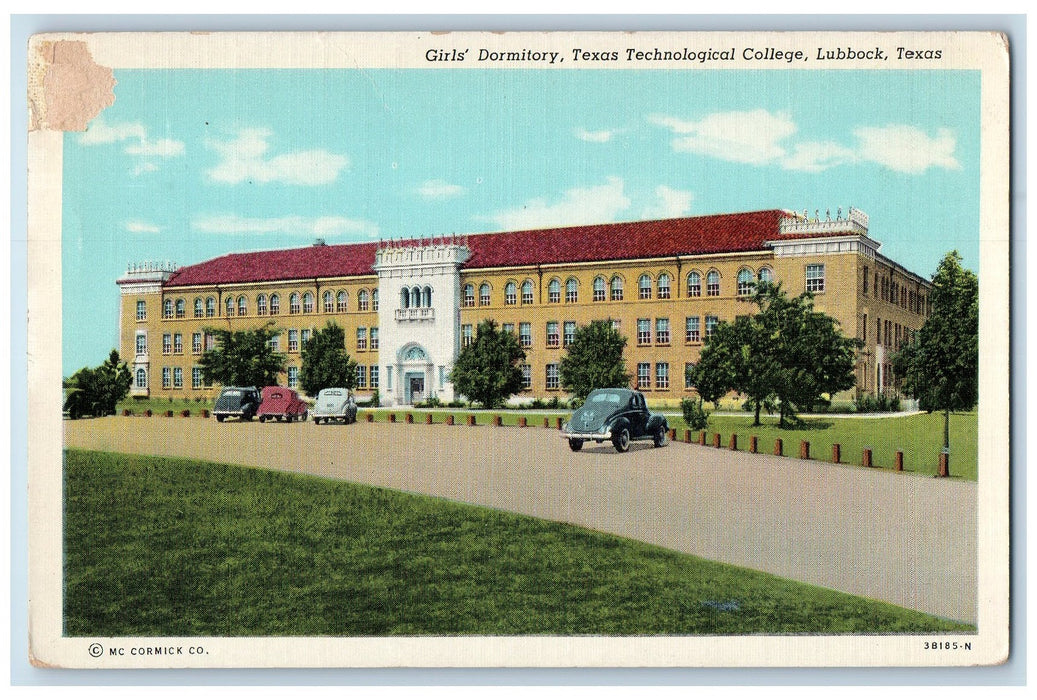 c1950 Girls Dormitory Texas Technological College School Lubbock TX Postcard